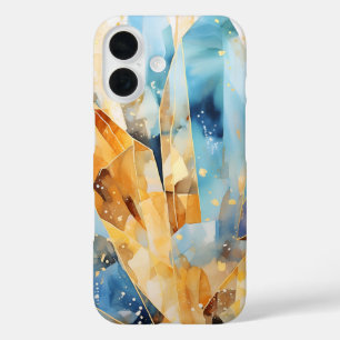Pour iPhone 16 Coque élégant avec cristaux abstraits dans les ton