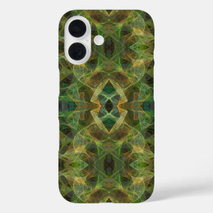 Pour iPhone 16 Coque fractal vert