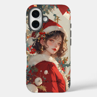 Pour iPhone 16 Fantaisie de Noël : Coque romantique et robuste po