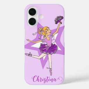 Pour iPhone 16 Filles ballerine blonde violet coque