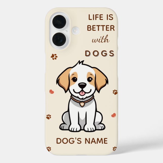 Pour iPhone 16 La vie est meilleure avec les chiens - coque iphon (Verso)