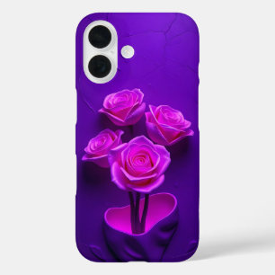 Pour iPhone 16 Neon Rose Rose Rose brillant Art Coque-Mate coque