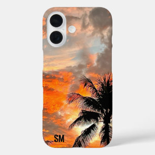 Pour iPhone 16 Personnalisé Miami Sunset Sturdy Apple coque iphon