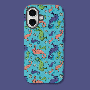 Pour iPhone 16 Sous la mer - Cheval de mer et Motif de coque
