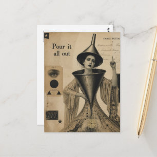 Pour it All Out Funny Fantasy Vintage Art Postcard