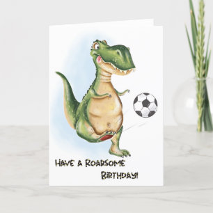 Pour la carte d'anniversaire de garçon T-Rex migno
