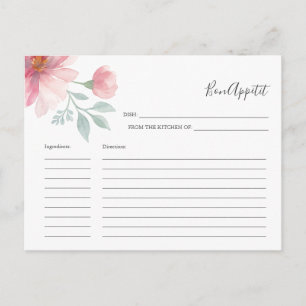 Pour la carte de recette de mariée Fleurs d'aquare