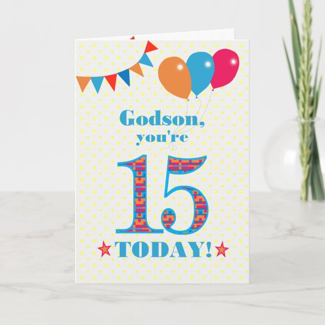 Pour la carte Godson 15th Birthday Bunting Balloon (Devant)