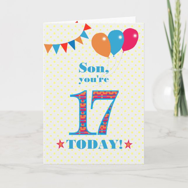Pour la carte Son 17th Birthday Bunting and Balloo (Devant)