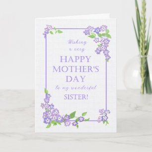 Pour la Fête des Mères Soeur Carte Fleurs Mauve Ph