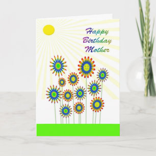 Pour la mère, une carte de fleurs heureuses