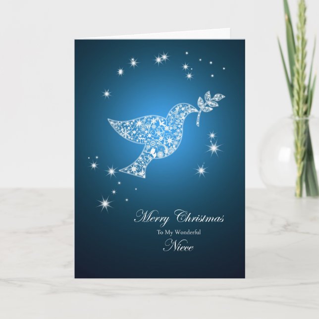 Pour la nièce, Carte de Noël de la colombe (Devant)