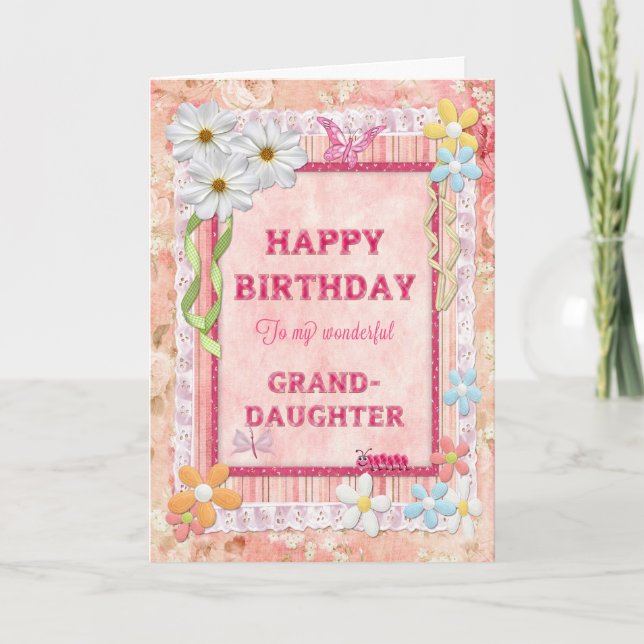 Pour la petite-fille, carte d'anniversaire artisan (Devant)