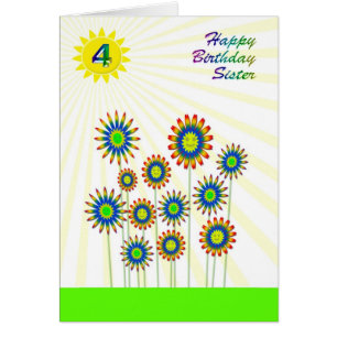 Pour l'âge de la soeur 4, une carte de fleurs joye