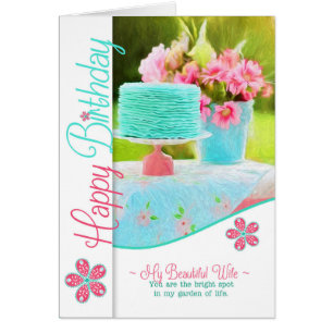 pour le gâteau et le jardin bleu et rose de l'anni
