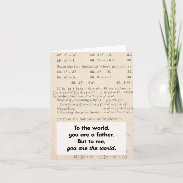 Pour le monde, vous êtes un père. Carte de vœux (Devant)