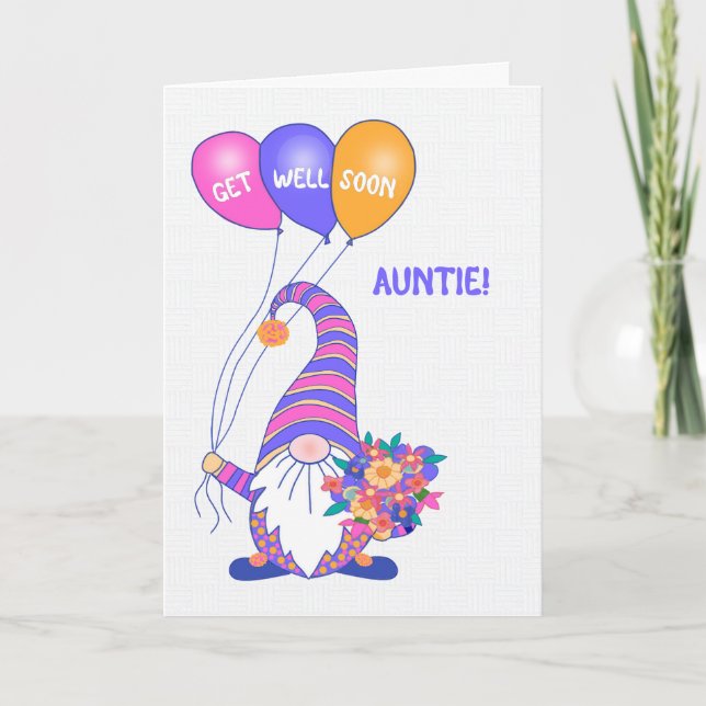 Pour Les Tantes Obtenez Bien Gnome Balloons Carte  (Devant)