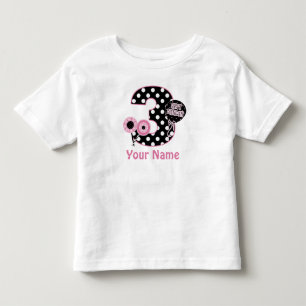 Pour Les Tous Petits 3e anniversaire Pink Black Dots T-shirt personnali