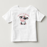 Boho Floral Cute Cow First Birthday Baby T-shirt