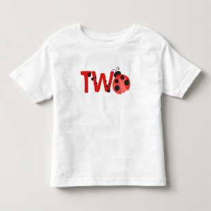 Pour Les Tous Petits "Deux" Ladybug Aquarelle T-Shirt 2ème Anniversaire