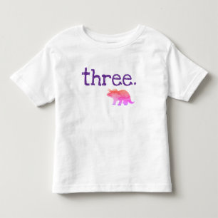 Pour Les Tous Petits Dinosaure rose Troisième T-shirt d'anniversaire