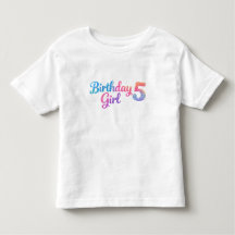 Glitter Birthday Girl 5 Kids T-Shirt