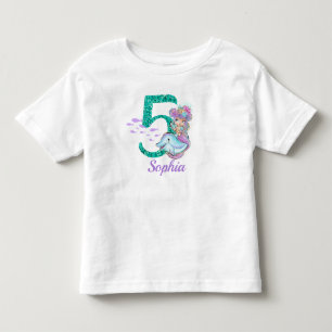 Pour Les Tous Petits Mignonne Bébé Sirène 5e Anniversaire T-shirt