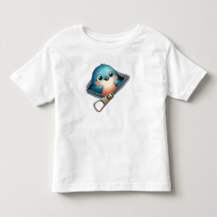 Pour Les Tous Petits T-shirt à fermeture éclair avec un joli oiseau ble