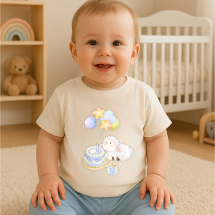Pour Les Tous Petits T-shirt de naissance fantaisiste à motif agneau aq