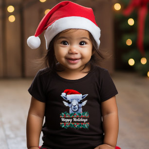 Pour Les Tous Petits T-shirt Llama avec chapeau de Père Noël