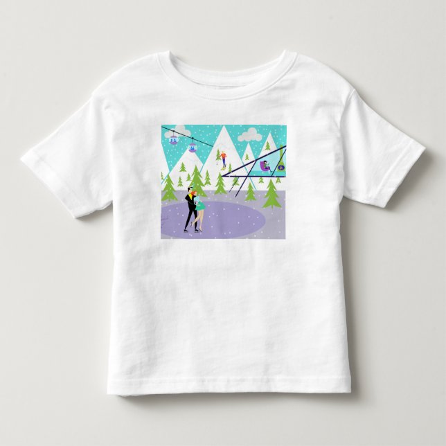 Pour Les Tous Petits T-shirt Station de ski d'hiver (Devant)