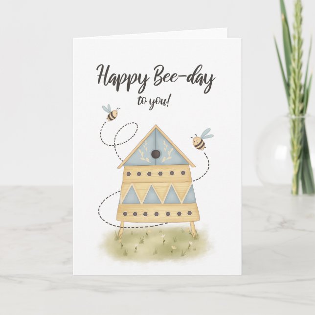 Pour lui ou son mignon Bee Hive Pun Carte d'Annive (Devant)