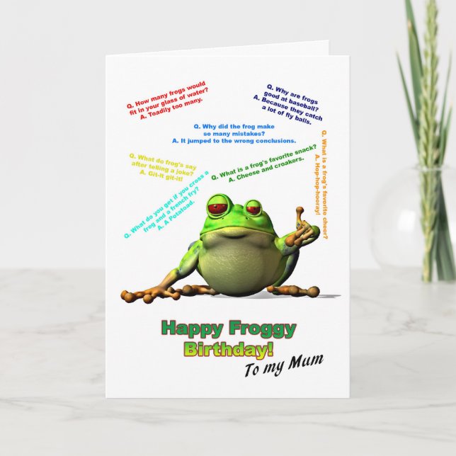 Pour maman beaucoup de blagues Froggy carte d'anni (Devant)