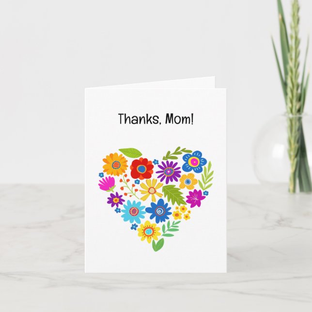Pour Maman Belle Carte de remerciements de coeur F (Devant)