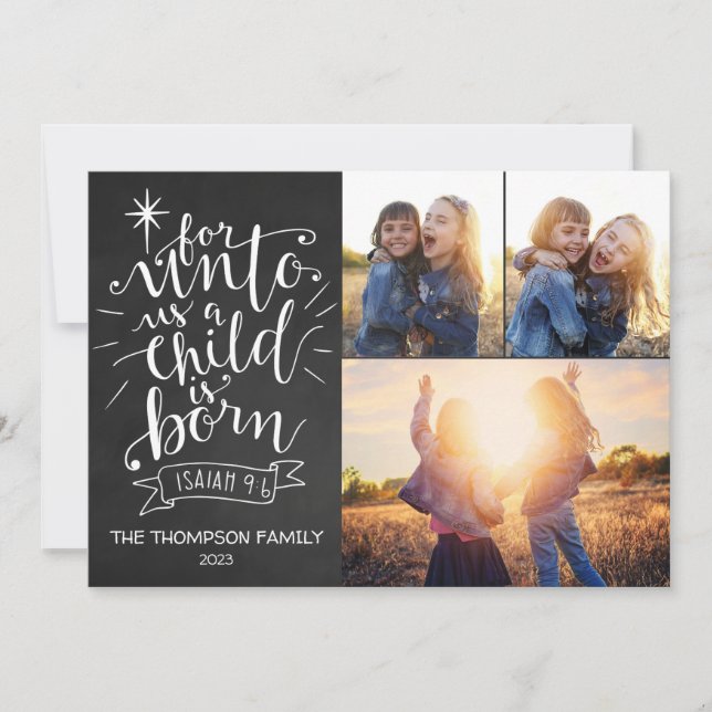Pour nous la carte photo de Noël trois photo (Devant)