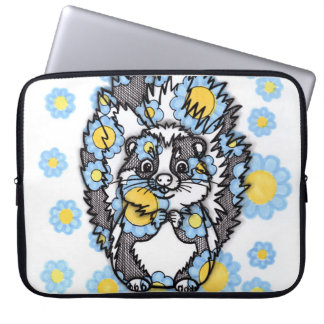Pour Ordinateur Portable Housse d'ordinateur Mouffette Mignonne avec Fleurs