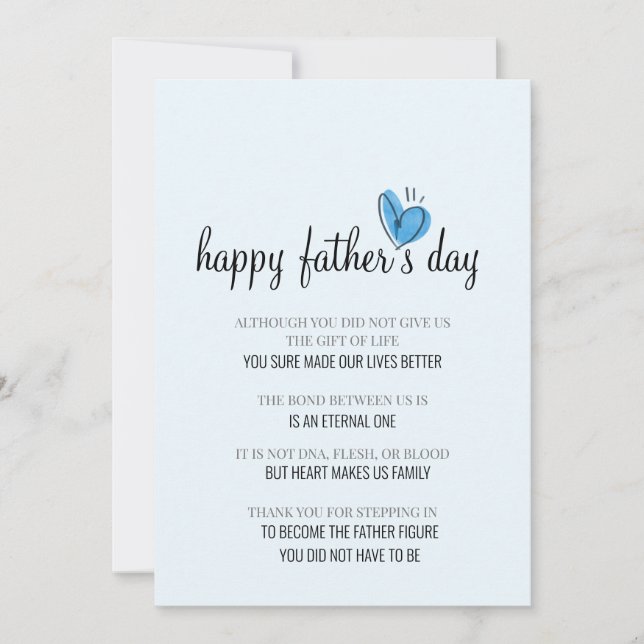 Pour pas papa simple bleu coeur carte de fête des  (Devant)