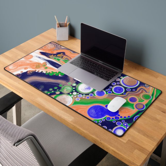 Pour peinture style fluid Art corail vert et bleu (Bureau 2)