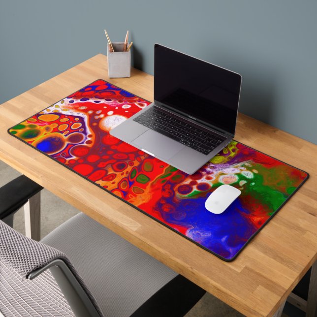 Pour peinture style fluid Art rouge et bleu (Bureau 2)