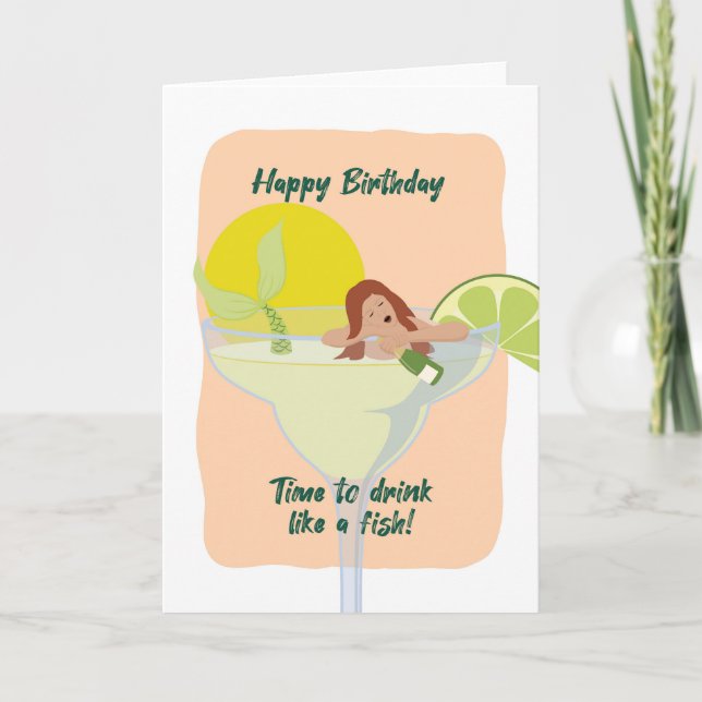Pour sa drôle de sirène ivre carte d'anniversaire (Devant)