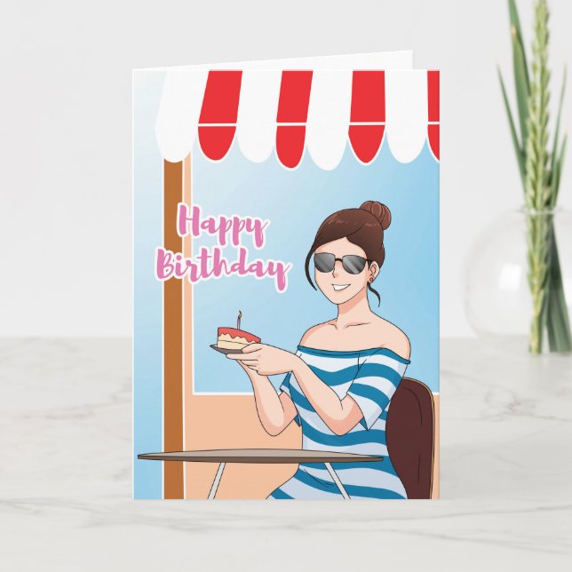 Pour Son Anime Café Carte de gâteau d'anniversaire (Devant)