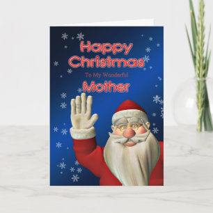 Pour ta mère, un Père Noël agitant une carte de No