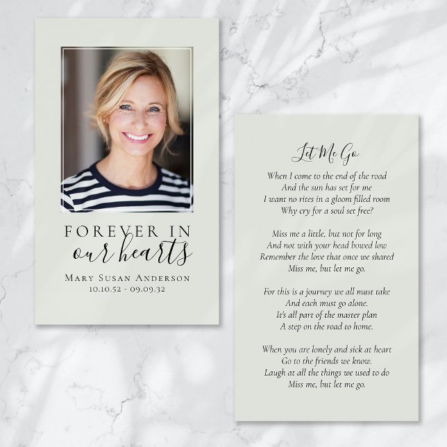 Pour toujours dans nos coeurs Photo Funeral Card (Créateur téléchargé)
