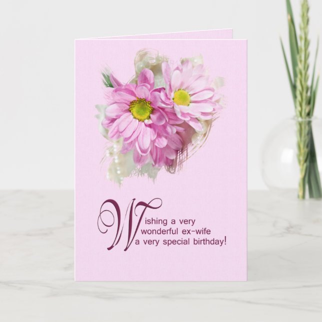 Pour une ex-femme, une carte d'anniversaire avec m (Devant)