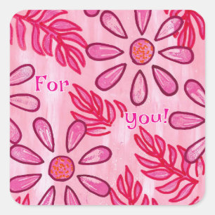 Pour vous, autocollants de fleurs roses personnali