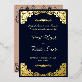 Pourcentage bleu foncé Invitation Mariage Foil