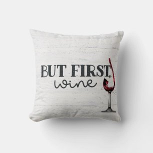 Poured Red Wine On Whitewashed Wood Throw Pillow