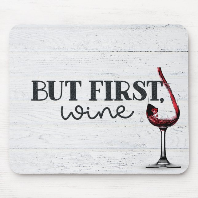 Poured Red Wine On Wood Mouse Pad (Front)
