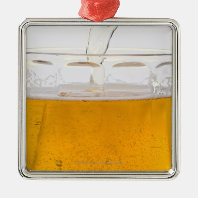 Pouring beer in glass mug, Extreme, Close-up Metal Ornament (Front)