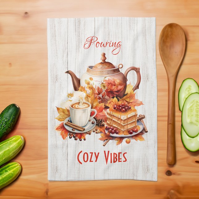 Pouring Cozy Vibes – Fall Kitchen Towel (Creator Uploaded)